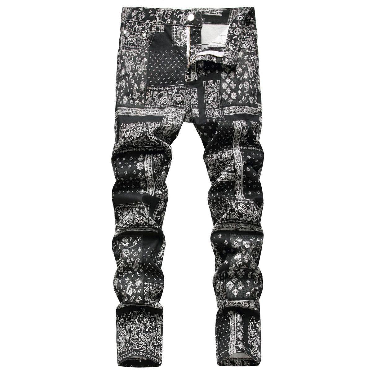 Men's Clothing Fashionable Stretchy 3D Printed Cashew Nut Popular Small Straight Trousers_mkmklike.com