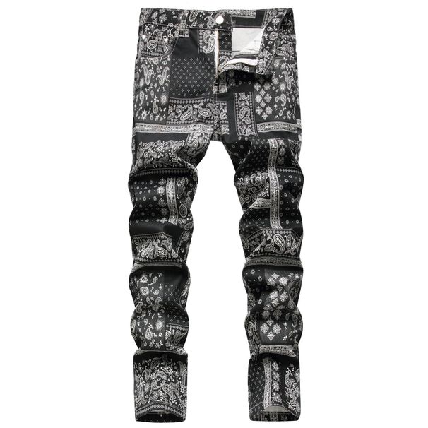 Men's Clothing Fashionable Stretchy 3D Printed Cashew Nut Popular Small Straight Trousers_mkmklike.com