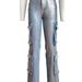 Women's Clothing Style Women's Fashion Stretch Denim Overalls With Multi Pockets Silver Processed Hot Item_mkmklike.com