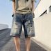 Men's Clothing Summer New Men's Denim Shorts Ripped Trendy Retro Simple All Match Youth Jeans_mkmklike.com