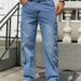 Men's Wide Leg Denim Jeans – Relaxed Fit Washed Blue Jeans, Non-Stretch Cotton (Lake Blue, S-XXL)_mkmklike.com