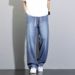 Men's Tencel Drape Jeans – Summer Thin Loose Straight Leg Pants, Ice Silk Wide Leg Casual Style_mkmklike.com