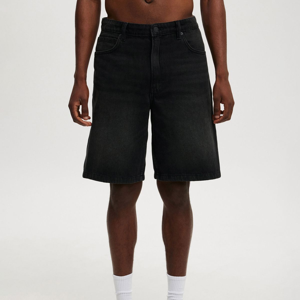 2025 Casual Knee Length Denim Shorts For Men, Fashionable, High Waist, Loose Fit, Baggy Jeans Shorts For Summer, Daily Streetwear_mkmklike.com