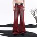 Men's Clothing New Red Flared Floor Length High Street Jeans For Men, Street Class And Niche_mkmklike.com