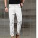 Men's Slim Fit Stretch Jeans - Classic White Gold Washed Denim Pants For Summer, Comfortable Straight Leg Trousers With Mid-Rise Waist_mkmklike.com