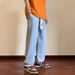 Vintage Straight Leg Jeans For Men - Relaxed Fit Casual Trousers With Elastic Drawstring Waist & Unique Design_mkmklike.com