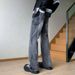 Men's Frayed Flared Jeans Loose Fit Straight Leg High Street Style Retro Zipper_mkmklike.com