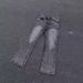 Black & Gray Cleanfit Flared Jeans 517 Self-Made Washed Distressed Snowflake Marble Pattern mid Waist Straight Pants_mkmklike.com