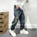Trendy Brand Retro Heavy Ripped Tooling Jeans Men's American High Street Loose Small Straight Trousers Men's Tapered Pants_mkmklike.com