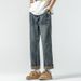 Jeans Men's Loose Straight Mid-waist Harlan Splicing Pleated Design Labeling Mi Ke Shili Cocoa Eight-barrel Xiansen K11 Denim Know Clothes Decoration_mkmklike.com