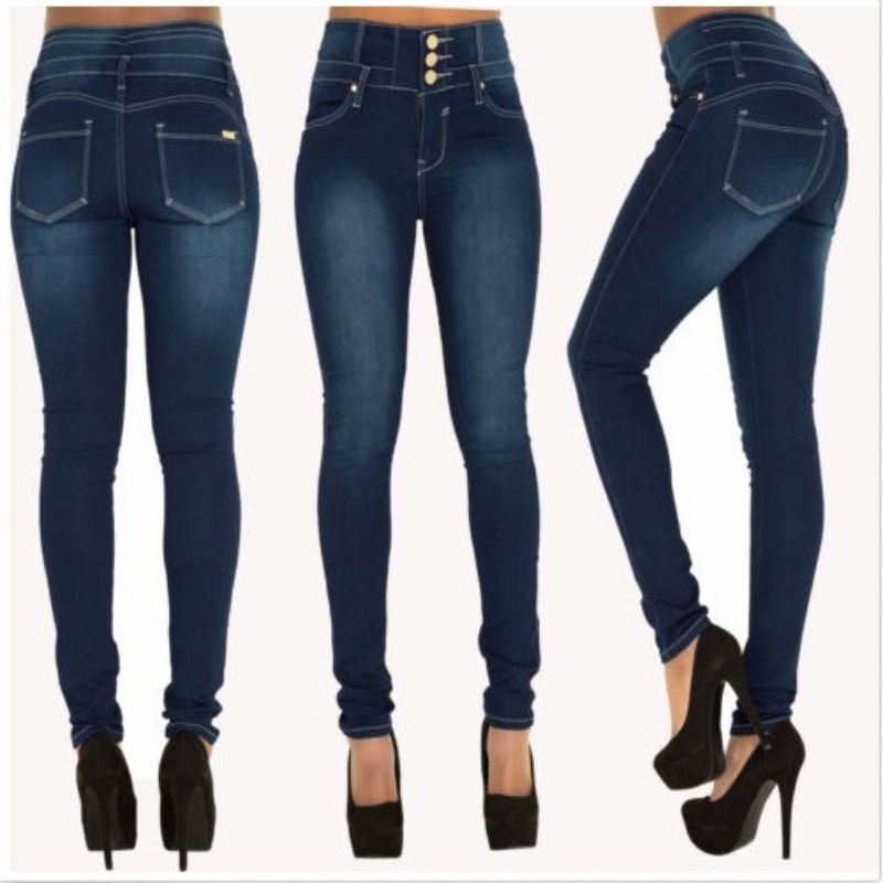 K Female Sexy High Waist Slim Fit Elastic Plus Size Small Leg Jeans_mkmklike.com