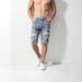 Men's Clothing Summer Ink Splatter Stretch Denim Shorts For Men Trendy And Fashionable Straight Leg 5 Point Riding Breeches_mkmklike.com