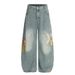 Ink Splash Paint Splatter Wide-Leg Jeans For Men High Street Trendy Brand Vibe Personality Design Loose Fit Pants_mkmklike.com