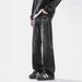 Nordmann American Retro Distressed Jeans For Men High Street Vibe Washed Trendy Brand Gradient Loose Straight Micro Flare Long_mkmklike.com