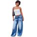 Women's Clothing Women's Casual Wide Leg Jeans Monkey Washed Street Fashion Trousers For Formal & Casual For Women_mkmklike.com