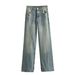 2023 Autumn New European And American Cross-Border Women's Casual Washed Wide-Leg Mid-Waist Trendy Long Jeans_mkmklike.com