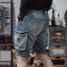 Classic American Retro Denim Shorts For Men Summer Mid-Length Color Block Trendy Five-Point Pants Versatile_mkmklike.com