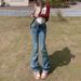 Women's Clothing Autumn And Winter Retro Hot Girl Low Waist Flared Pants Simple And Versatile Slim Fit Stretch Jeans_mkmklike.com