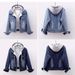 Women's Denim Jacket With Fleece Lining Style Slim Fit Hooded Coat, Casual Long Sleeve Short Crop Top For Students & Work (S-5XL)_mkmklike.com