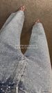 Women's Hot Selling Rhinestone High-Waisted Washed Jeans, Loose Fit, Slim Fit, Versatile Straight Leg Pants_mkmklike.com