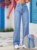 Women's Clothing High Waist Wide Leg Jeans - Light Wash Relaxed Fit Denim Pants With Button Fly (XS-5XL)_mkmklike.com