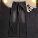 Men's American Streetwear Vintage Wash Flared Jeans, Relaxed Fit Bootcut Denim Pants With Distressed Details For High-Fashion Casual Style_mkmklike.com