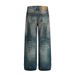 Punk Distressed Washed Jeans With Creases Vintage Wide-Leg Loose Straight Long Pants For Men Gradient Color Niche_mkmklike.com