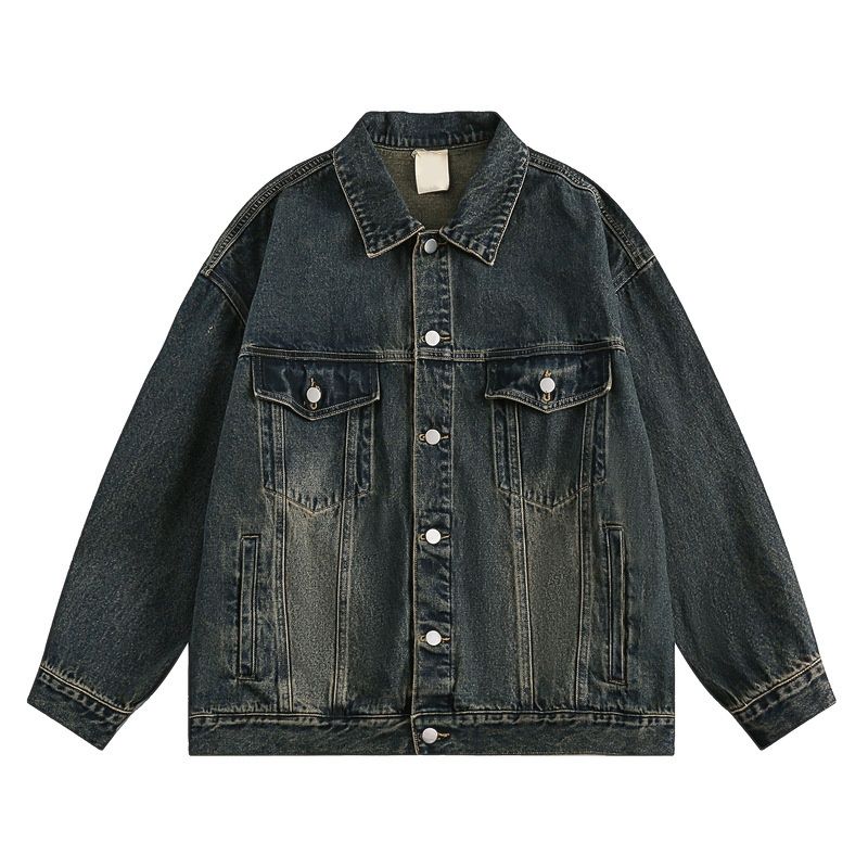 Loom YPRS Clothing 2023 Autumn New European And American Style Hip-Hop Yellow Mud-Dyed Denim Men's Vintage Washed Jacket_mkmklike.com