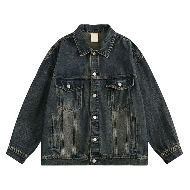 Loom YPRS Clothing 2023 Autumn New European And American Style Hip-Hop Yellow Mud-Dyed Denim Men's Vintage Washed Jacket_mkmklike.com