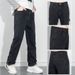 Black Straight Leg Zipper Jeans Autumn Winter Workwear Multi Pocket Young Men Street Style Versatile Simple Denim Pants_mkmklike.com