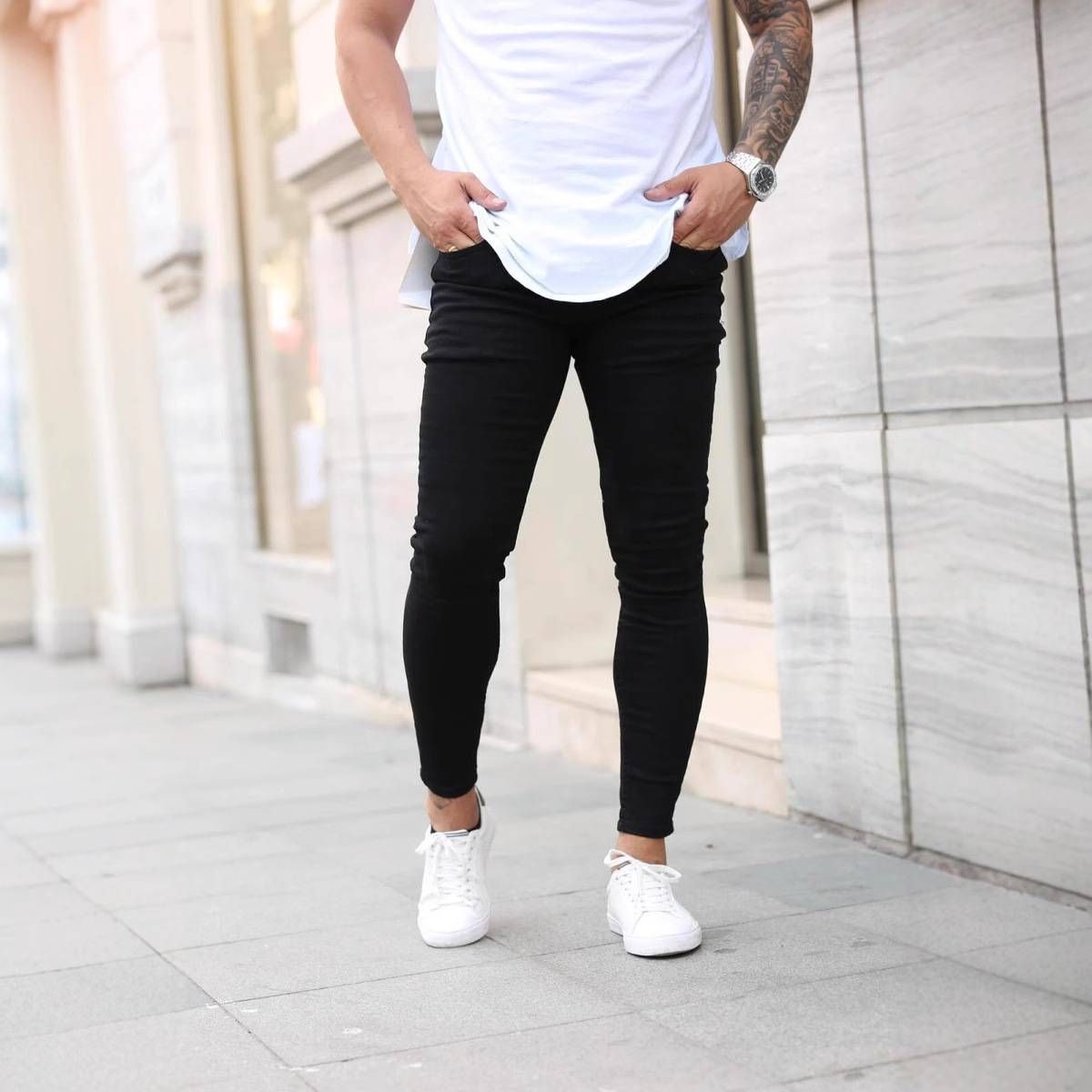 Men's Clothing Classic Black Stretch Skinny Jeans_mkmklike.com