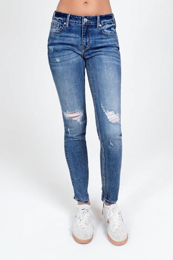 Women's High-Waisted Distressed Stretch Jeans Slimming Cropped Casual Fashion Street Style Cotton Blend Spring/Autumn Wear_mkmklike.com