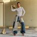 Women's Curved Edge Frayed Hem Jeans Two Tone Color Block Casual Cotton Denim Jeans With Belt Spring/Autumn Summer Collection_mkmklike.com