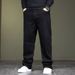 Large Size Men's Four Seasons Elastic Pure Black Jeans Men's Loose And Versatile Business Straight Jeans Men's 300_mkmklike.com