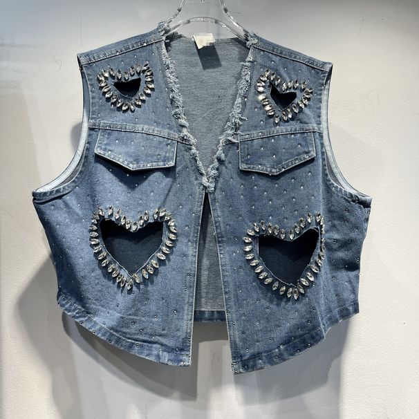 Women's Clothing Denim Summer Washed Hot Diamond Heart Hollow Personality Trendy Jeans_mkmklike.com
