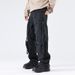 Men's Clothing High Street Fashion Brand Workwear Multi Pocket Straight Pants Black Design Wide Leg Trousers_mkmklike.com