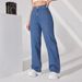 High-Waisted Straight Leg Jeans – Classic Navy, Tailored Fit (XS-5XL)_mkmklike.com
