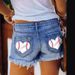 Trendy Girl Closet Trendy Girl Closet Foreign Trade 2023 European And American Trendy Ripped Tassel Denim Straight Button Shorts Women's Hot_mkmklike.com