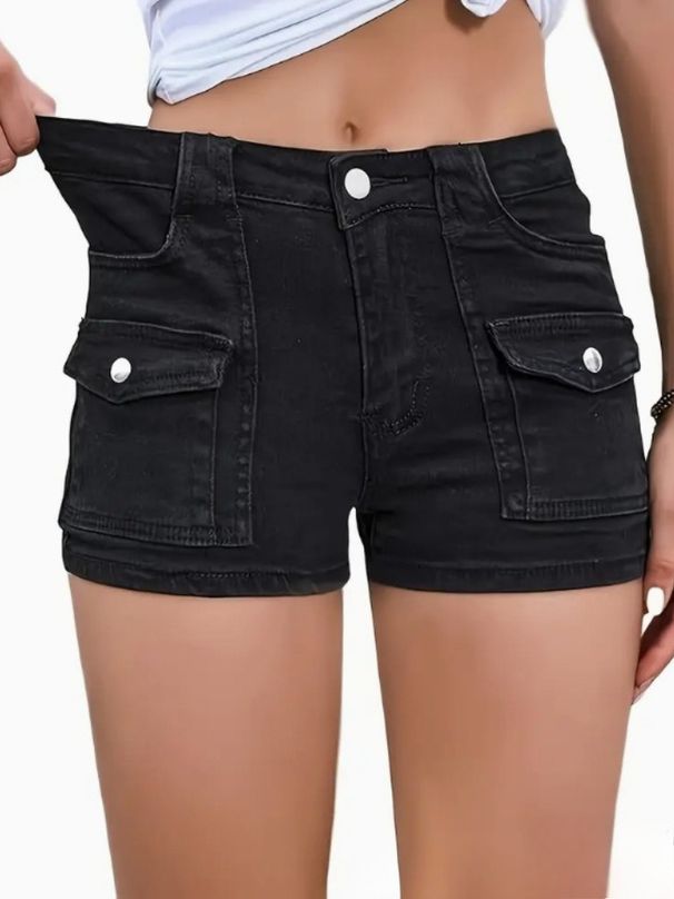 K New Denim Stretch Women's Multi Pocket Denim Shorts_mkmklike.com