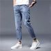 Men's Slim Fit Skinny Jeans Low Waist Blue High Street Fashion Casual Long Pants Trendy Spring Arrival Standard Thickness Polyester_mkmklike.com