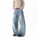 Men's Vintage Washed Denim Jeans Relaxed Wide-Leg Fit Airplane Buckle Detail High Cotton Content Streetwear Blue S-XXXL_mkmklike.com