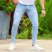 Men’s Slim Fit Stretch Jeans – Mid-Rise Skinny Denim Pants, Washed & Distressed (S-XXL, Light Blue) For Casual & Streetwear_mkmklike.com