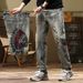 European Station Head Large Embroidered Jeans Men's Quality Elastic American Locomotive Old Jeans Men's Cross-border Special Supply_mkmklike.com