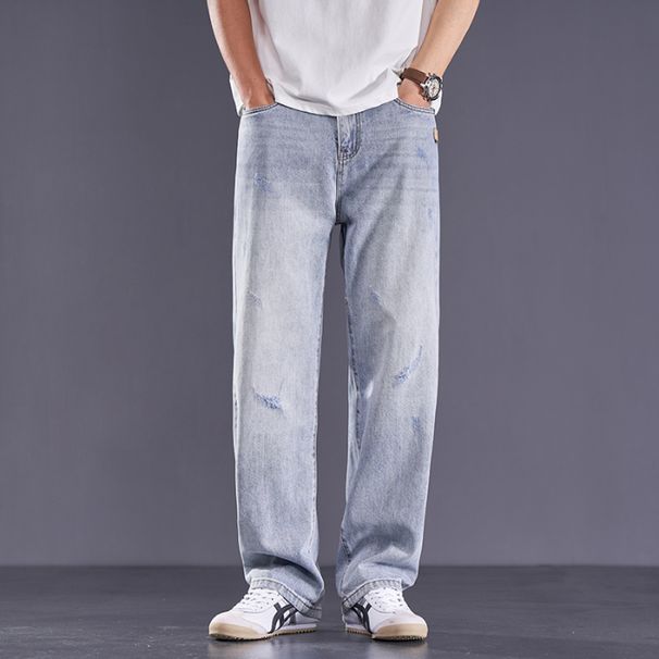 Ripped Jeans Men's Straight Loose Harlan Tide Brand Retro Wash Fattened Trousers Wide Legs American_mkmklike.com