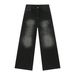 Men's Clothing Retro Loose Fit Jeans For Men Washed Casual Straight Leg Wide Leg Floor Length Pants For Formal & Casual_mkmklike.com