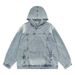 Old Washed Hooded Denim Sweatshirt With Retro Street Style, Loose Fitting Couple Jacket, Men's Jacket_mkmklike.com