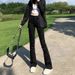Slightly Flared Raw Edge Design Jeans For Women, 2024 Autumn And Winter New Slim Fit, Versatile, American Style, Trendy_mkmklike.com