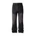 Vintage Distressed Flared Jeans – Black & Gray Lightning Wash, High Street Cleanfit Denim Trousers_mkmklike.com