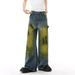 Men's Clothing Distressed Vintage Straight-Leg Jeans For Men – American High Street Style With Patchwork & Ripped Details_mkmklike.com