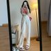 Trendy Girl Closet 885 Retro Hong Kong Style High-Waisted Wide-Leg Jeans For Petite Women Loose Straight-Leg Draped Floor-Length Pants_mkmklike.com